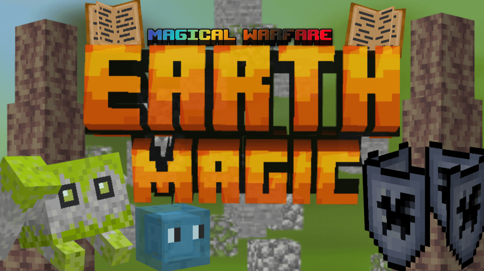مود Earth Magic لماينكرافت بيدروك مع تعاويذ الأرض السحرية واستدعاء Rock Golem وهجمات زلزالية قوية ومخلوقات جديدة قابلة للترويض.